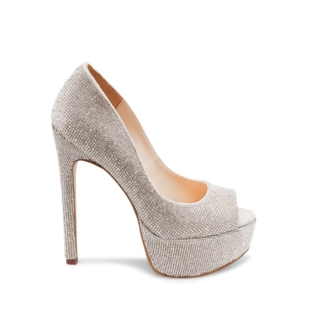 Steve Madden Glittering Silver Platform Heels